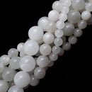 cream white moonstone smooth round beads