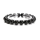 Natural Black Tourmaline Smooth Round Beaded Bracelet Size 8mm 10mm 7.5'' Length