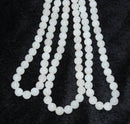 natural white jade smooth round beads 