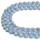 Angelite Prism Cut Double Point Faceted Round Beads Size 6mm 8mm 15.5'' Strand