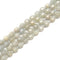 White MoonstonePrism Cut Double Point Faceted Round Beads 9x10mm 15.5" Strand
