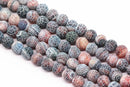 black red fire agate Crackled matte round beads