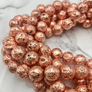 rose gold coated lava rock stone beads
