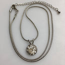 silver plated clear rhinestone necklaceadjustable cha