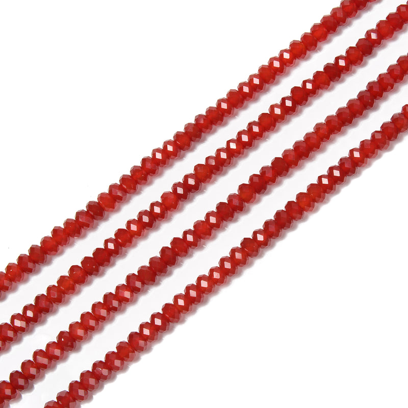 Natural Carnelian Faceted Rondelle Beads Size 4x6mm 5x8mm 15.5'' Strand