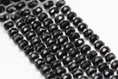black crystal glass faceted rondelle beads
