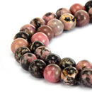rhodonite smooth round beads