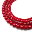 Dark Red Crystal Glass Smooth Round Beads 4mm 6mm 8mm 10mm 15.5" Strand