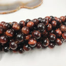 large hole red Tiger's eye smooth round beads