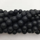 black onyx faceted matte round beads