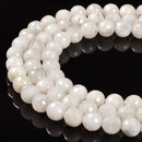 White Moonstone With Black Specks Hard Faceted Round Beads 4mm-12mm 15.5''Strand