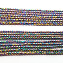 rainbow color hematite faceted round beads