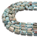 natural larimar irregular matte faceted cylinder tube beads 