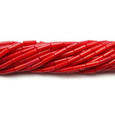 Red Bamboo Coral Round Tube Beads 3x9mm 15.5" Strand