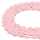 Rose Quartz Prism Cut Double Point Faceted Round Beads 9x10mm 15.5'' Strand