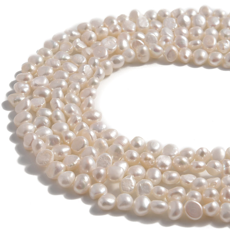White Fresh Water Pearl Center Drill Nugget Beads 4mm 6mm 8mm 10mm 14" Strand