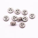 silver plated micro pave zircon flat wheel charm