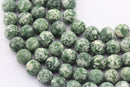 green spot jasper matte round beads