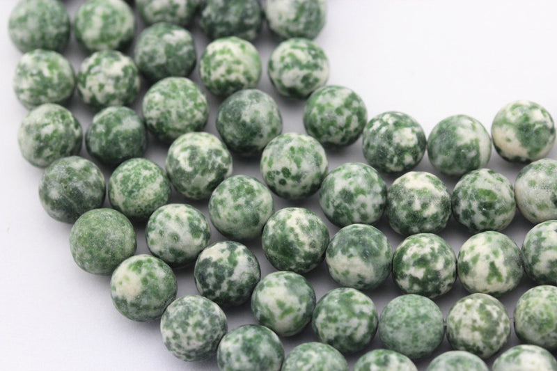 green spot jasper matte round beads