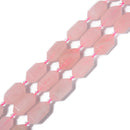 Rose Quartz Prism Cut Double Point Beads Size 15x25mm 15.5'' Strand