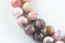 natural pink opal smooth round beads