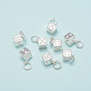 925 Sterling Silver Dice Charm Pendant Size 6mm 2pcs per Bag