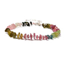 Watermelon Tourmaline Foot Chain with Silver Plated Clasp 10.5" Length