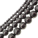 black jet pyrite Inclusions smooth round beads