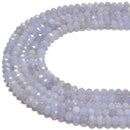 Natural Blue Lace Agate Faceted Rondelle Beads Size 4x6mm 5x7mm 15.5'' Strand