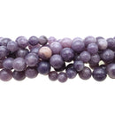 Natural Purple Lepidolite Smooth Round Beads 6mm 8mm 10mm 15.5" Strand