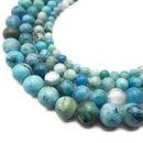 Natural Hemimorphite Smooth Round Beads 4mm 6mm 8mm 10mm 12mm 15” Strand