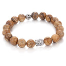 picture jasper bracelet silver buddha smooth round