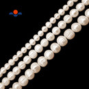 Fresh Water Pearl White Ringed Potato Round Beads 5mm 6mm 8mm 10mm 12mm 14" Strand