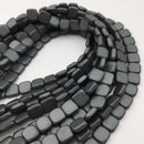 gray hematite matte flat square beads