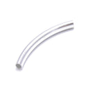 925 Sterling Silver Smooth Curved Hollow Tube Beads Size 3x30mm 6 Pcs Per Bag