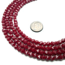 Dark Red Crystal Glass Faceted Star Cut Beads 6mm 15.5" Strand