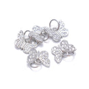 925 Sterling Silver Butterfly Charm with Cubic Zirconia Size 7x9mm 3 PCS Per Bag