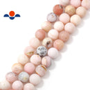 pink opal matte round beads