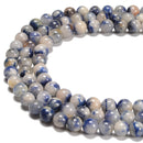 Dumortierite In Quartz Smooth Round Beads 4mm 5mm 6mm 8mm 10mm 12mm 15.5" Strand