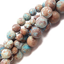 large hole blue calsilica jasper matte round beads