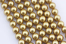 gold shell pearl smooth round beads