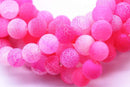 pink fire agate Crackled matte round beads