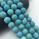 large hole blue turquoise beads matte round beads