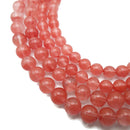 Cherry Red Dyed Quartz Smooth Round Beads 8mm 10mm 15.5" Strand