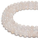 Translucent White Rainbow Moonstone Smooth Round Beads 7.5mm - 12mm 15.5'' Strd