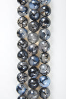 black white dragon veagate smooth round beads
