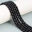 Black Onyx Smooth Rice Shape Beads Size 6x9mm 15.5'' Strand