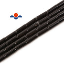 black onyx round tube beads