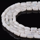 Natural Rainbow Moonstone Faceted Cylinder Tube Beads Size 8x10mm 15.5'' Strand