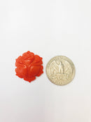 orange bamboo coral hand carved flower pendant